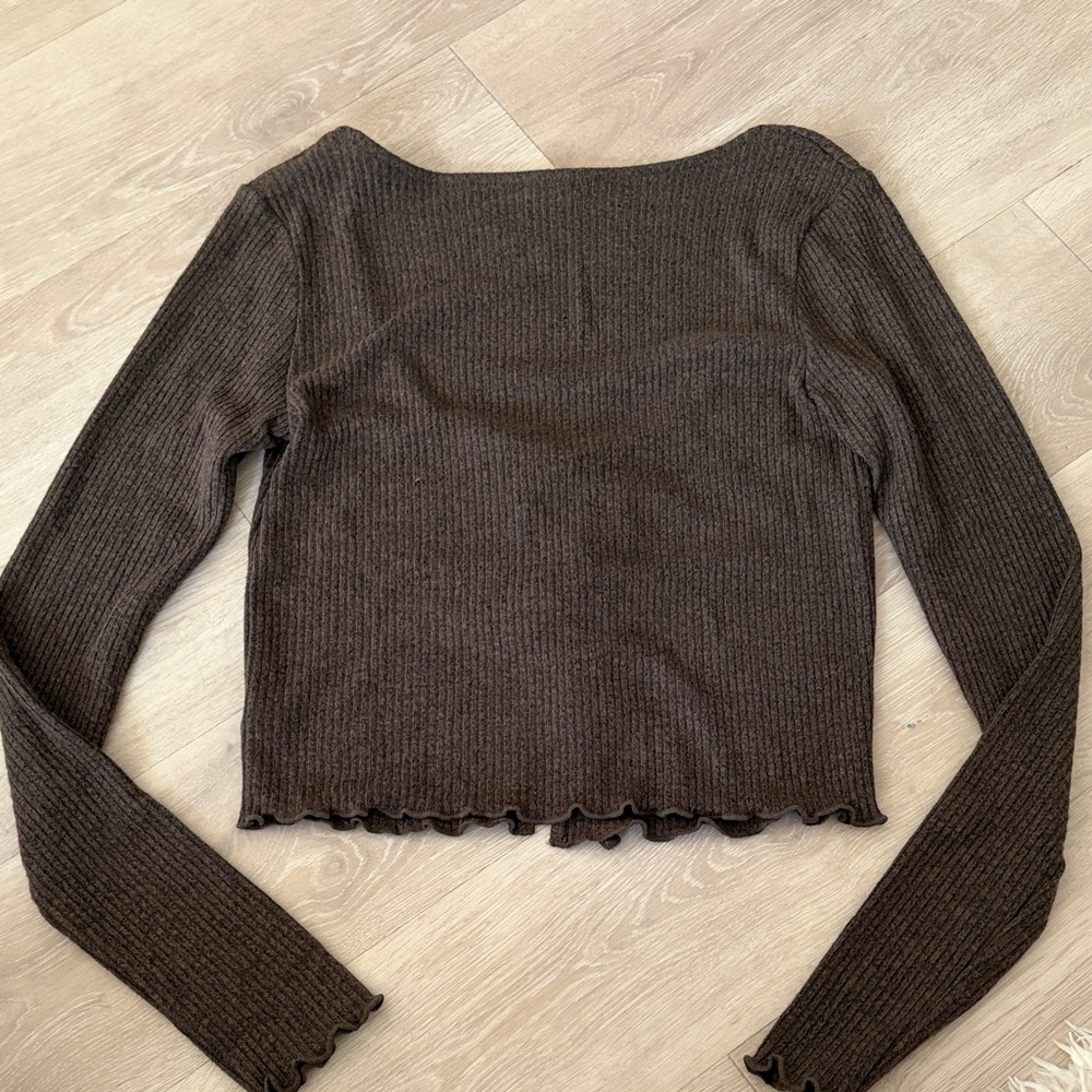 Garage Dark Brown Ribbed Crop Top - Picture 3 of 3